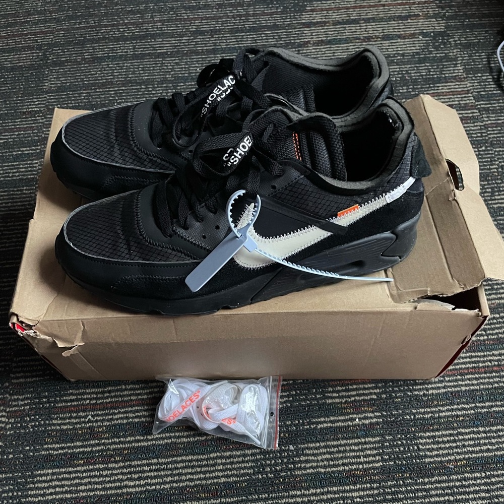 Size 12 Black Off White Air Max 90’s